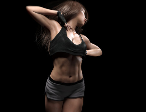 athletic woman body and workout - 3d render