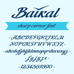 Baikal alphabet lettering. Vector font