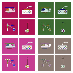 Set of children toys in different sets in flet on white board © gorovits