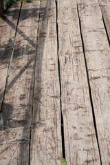 Logs wooden bridge; summer day