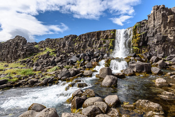 Obraz premium Oxararfoss waterfall, Thingvellir National Park, Iceland
