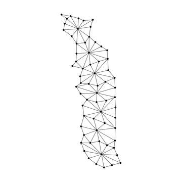 recommend clip art: Togo map of polygonal mosaic lines network, rays and dots vector illustration.