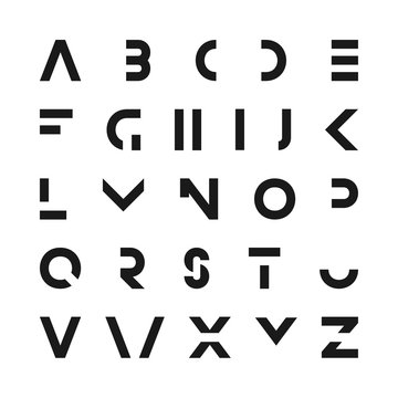 Simple Modern Font. Minimalistic English Alphabet. Futuristic Latin Letters.