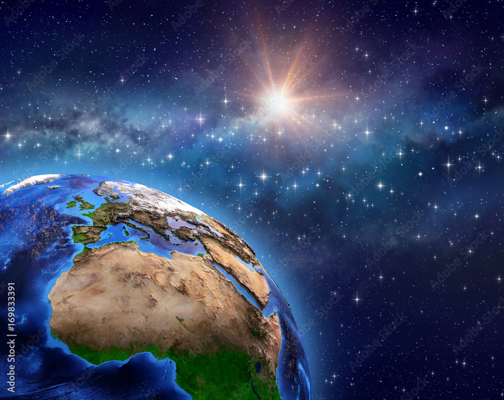 Wall mural planet earth in star field