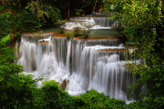 waterfall huay mae khamin in Kanchanaburi province,Thailand © Passakorn
