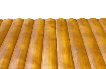 empty wooden table top isolated on white background, used for display or montage your products