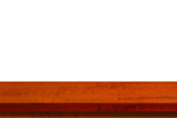 empty wooden table top isolated on white background, used for display or montage your products