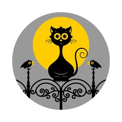 Halloween cats icon or logo in modern line style. Vector illustration.