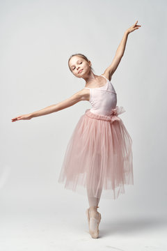 Girl Ballerina Is Dancing