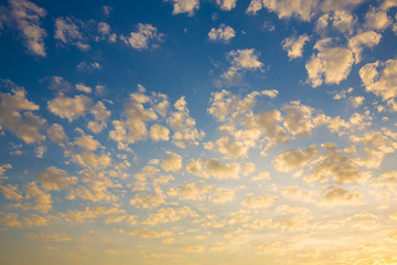 Naklejka na ściany i meble Morning sky with cloud in blue and orange colour
