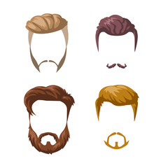 Beards, mustaches and hairstyles set.