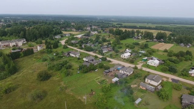Countryside rural village, aerial view video clip HD 1920x1080