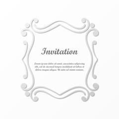 Vector decorative element for design. Frame template with place for text. Fine floral border. Lace decor. Elegant art for birthday and greeting card, wedding invitation.