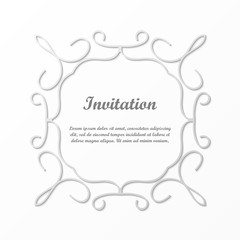 Vector decorative element for design. Frame template with place for text. Fine floral border. Lace decor. Elegant art for birthday and greeting card, wedding invitation.
