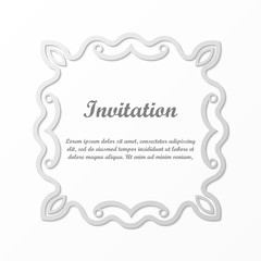Vector decorative element for design. Frame template with place for text. Fine floral border. Lace decor. Elegant art for birthday and greeting card, wedding invitation.