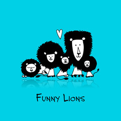 Funny lions, sketch for your design