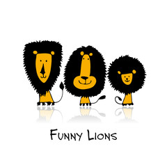 Funny lions, sketch for your design