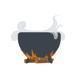 The boiler from which the steam rises. Vector flat illustration.