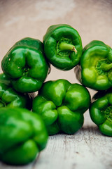 Raw Green Organic Bell Peppers Ready to Cook With
