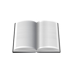 Open Book with text on white Pages Isolated on white Background. Web Icon. Vector Illustration.