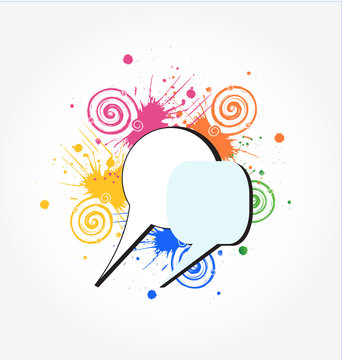 Colorful grunge speech bubbles colored concept icon