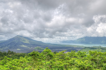 Landscape of Batur volcano on Bali island, Indonesia..