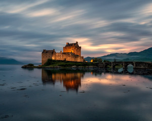 Castle in Scotland at sunset