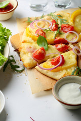 Pizza slices on white background
