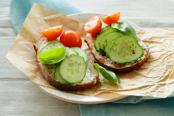 Tomato and cucumber toasts