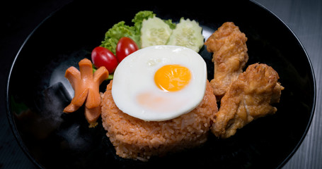 American Fried Rice Food on Black for Cover Background