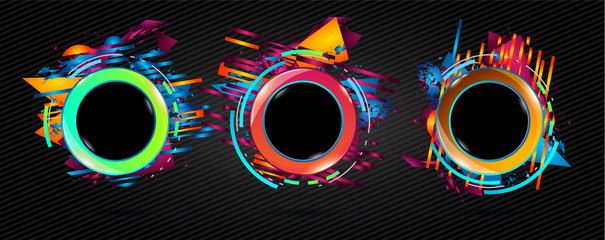 Futuristic Frame Art Design with Abstract shapes and drops of colors behind the space for text. Modern Artistic flyer or party thai background.