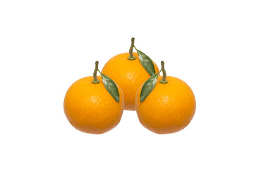Citrus fruit with leaves on a white background