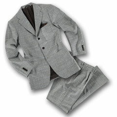 Elegant grey tailored suit on white