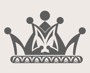 Crown royal diadem or heraldic tiara with pattern ornament vector isolated icon