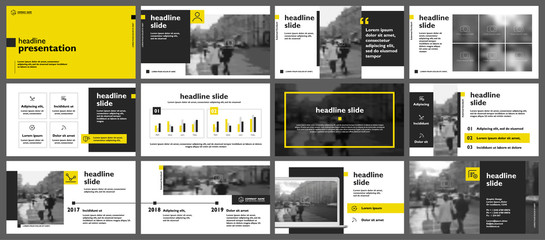 Yellow presentation templates elements on a white background. Vector infographics. Use in Presentation, flyer and leaflet, corporate report, marketing, advertising, annual report, banner.