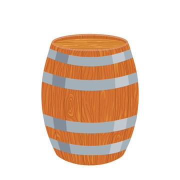 Wooden barrel . Isolated on a white background. Cartoon. Vector. Flat design.