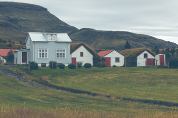Obraz premium White Siding Icelandic Houses