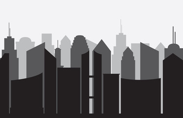 City panorama on gray background