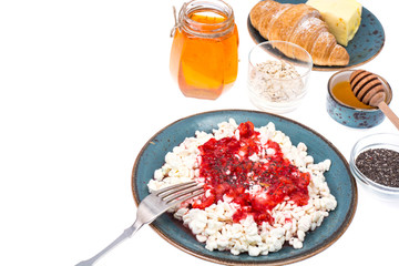 Healthy and healthy food with chia seeds