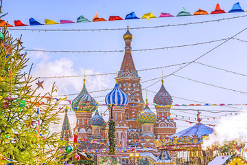 Christmas in Moscow. Festive decoration of Red Square in Moscow