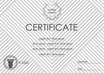 Template for certificate with geometric ornaments. Technological design. Vector graphics