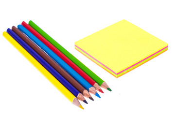 block Colored sticker for reminders on white background, office 