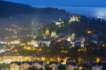 Fototapeta premium Sighisoara medieval town. night cityscape, Romania