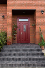 red porch entrance door