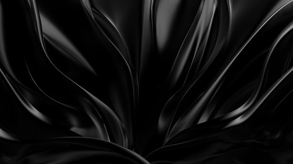 Black background with 3d shape. 3d illustration, 3d rendering. - obrazy, fototapety, plakaty
