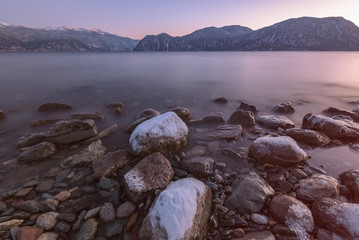 View to mountain lake
