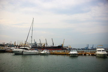 Fototapeta na wymiar blue mediterranean sea water in marina port of Spain