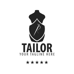 Tailor, sewing, handmade logo or emblem. Vector illustration.