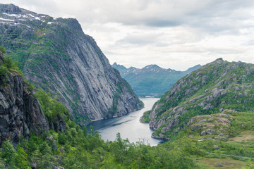 Obraz na płótnie Canvas View from mountain to Troll fjord
