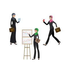 Arab business women in different activities